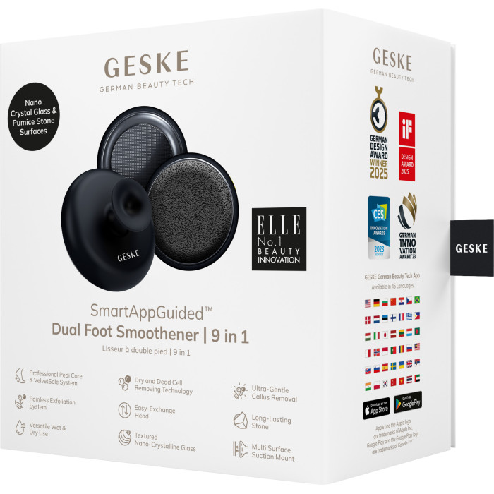 Набір для догляду за стопами з ручкою GESKE Dual Foot Smoothener 9в1 black
