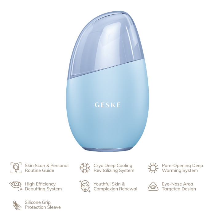 Масажер для обличчя GESKE Cool&Warm Eye and Face Massager 7в1 aquamarine
