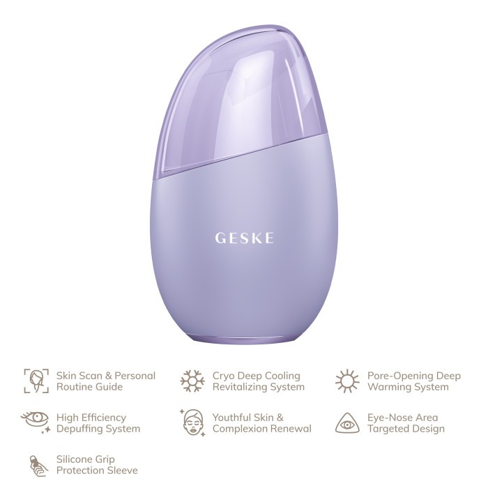 Масажер для обличчя GESKE Cool&Warm Eye and Face Massager 7в1 purple