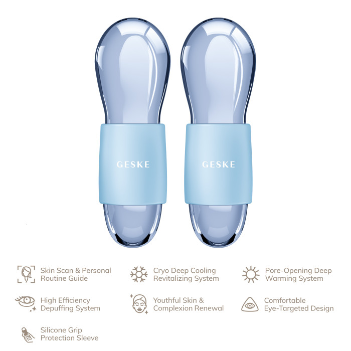 Подвійний масажер для очей GESKE Cool&Warm Duo Eye Massager 7в1 aquamarine