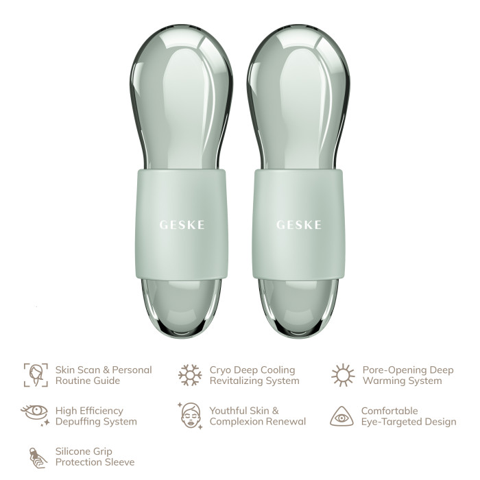 Подвійний масажер для очей GESKE Cool&Warm Duo Eye Massager 7в1 green