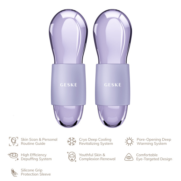 Подвійний масажер для очей GESKE Cool&Warm Duo Eye Massager 7в1 purple