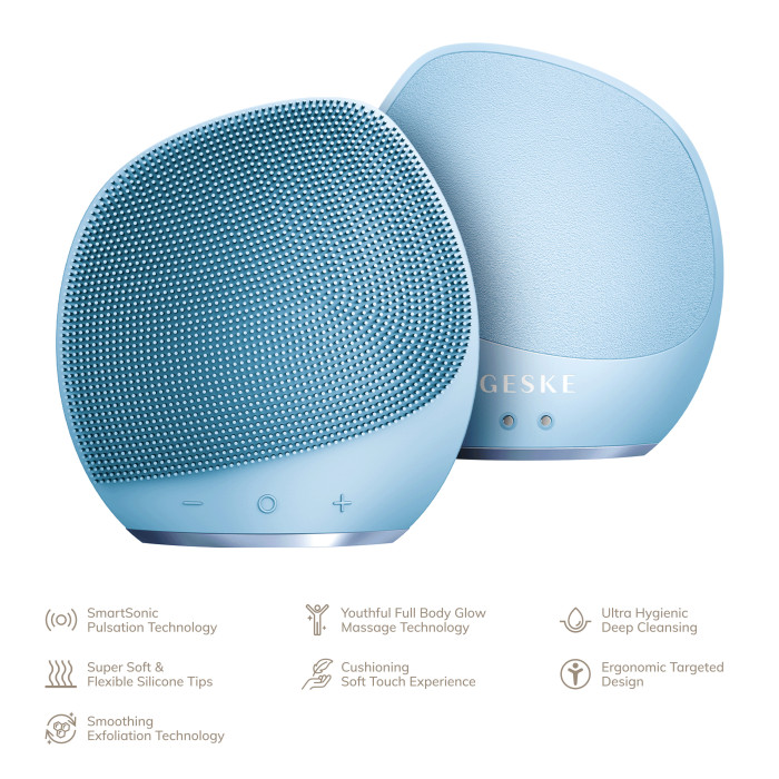 Ультразвукова щітка для тіла та інтенсивний пілінг GESKE Sonic Body Brush&Intensive Exfoliator 7в1 aquamarine