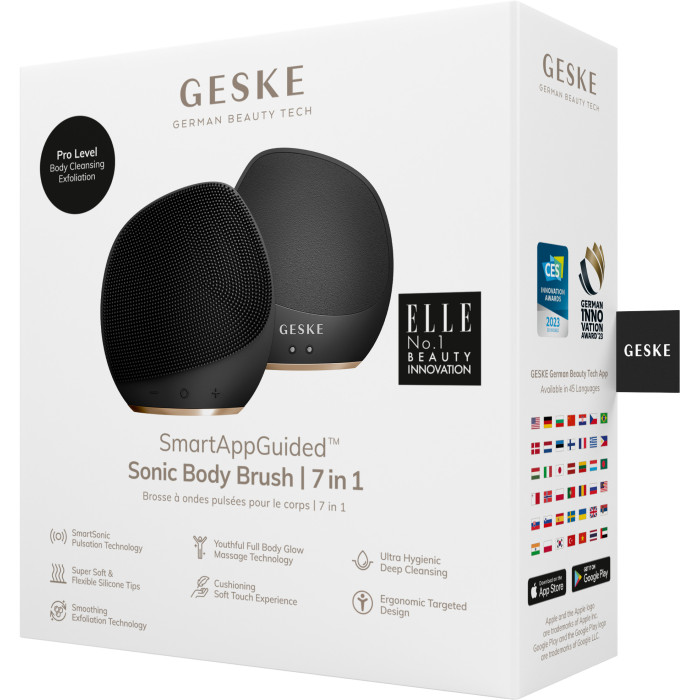 Ультразвукова щітка для тіла та інтенсивний пілінг GESKE Sonic Body Brush&Intensive Exfoliator 7в1 gray