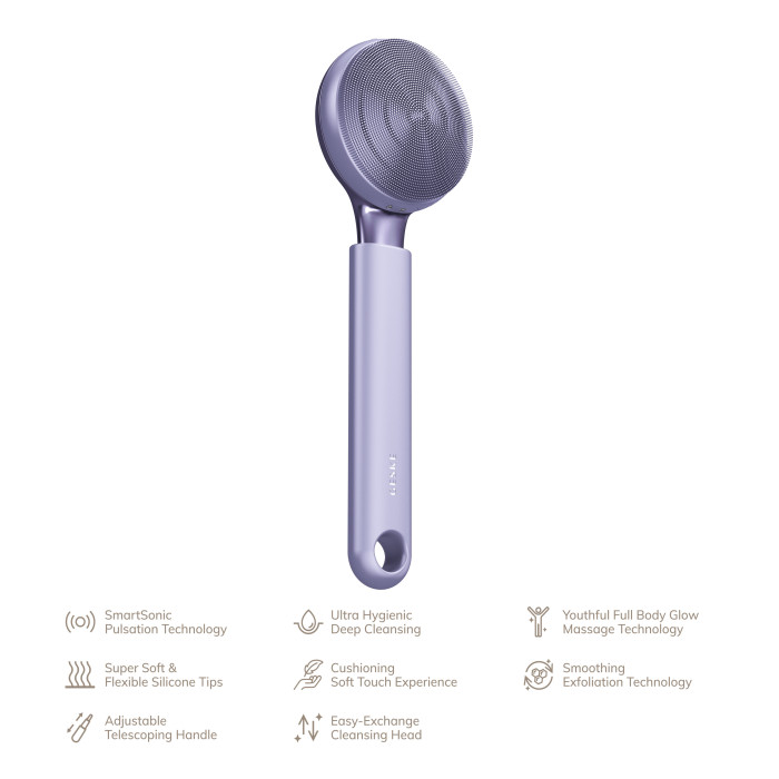 Ультразвукова щітка для всього тіла GESKE Sonic Full-Body Brush&Intensive Exfoliator 8в1 purple