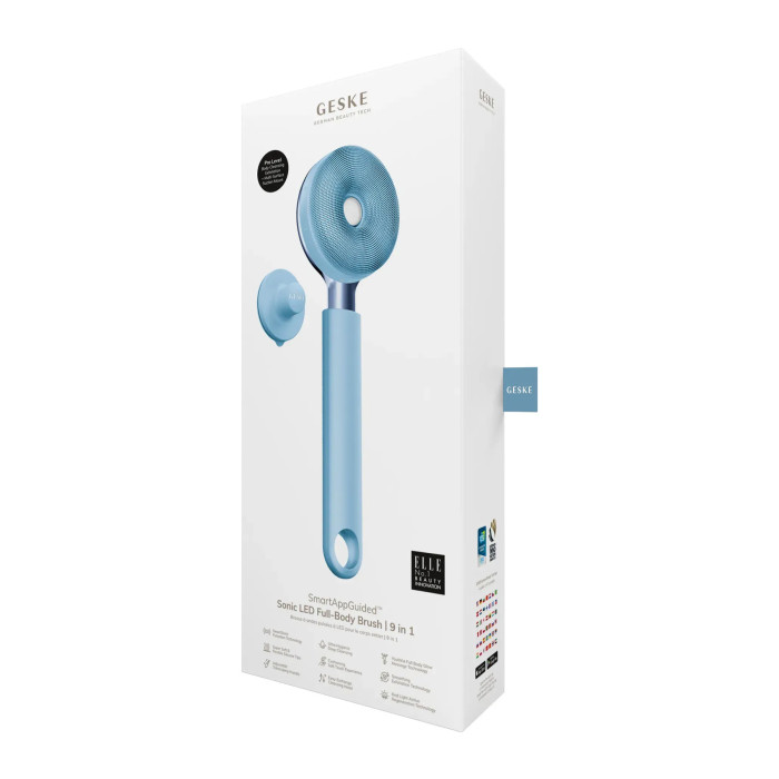 Звукова світлодіодна щітка для всього тіла GESKE Sonic LED Full-Body Brush&Intensive Exfoliator 9в1 aquamarine