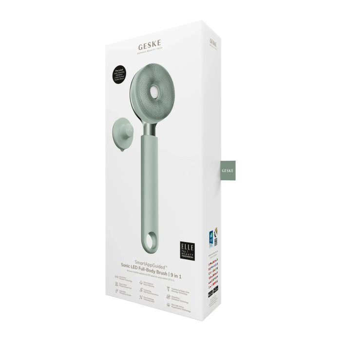 Звукова світлодіодна щітка для всього тіла GESKE Sonic LED Full-Body Brush&Intensive Exfoliator 9в1 green