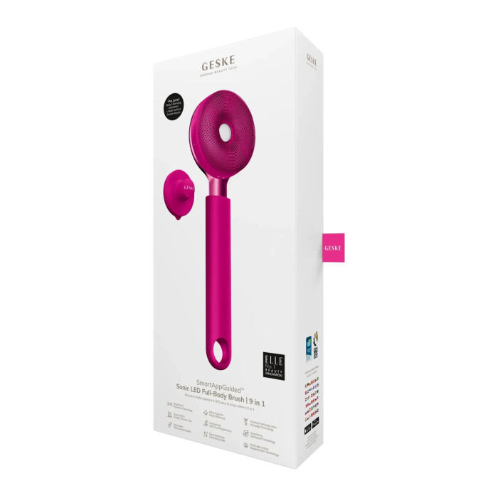 Звукова світлодіодна щітка для всього тіла GESKE Sonic LED Full-Body Brush&Intensive Exfoliator 9в1 magenta