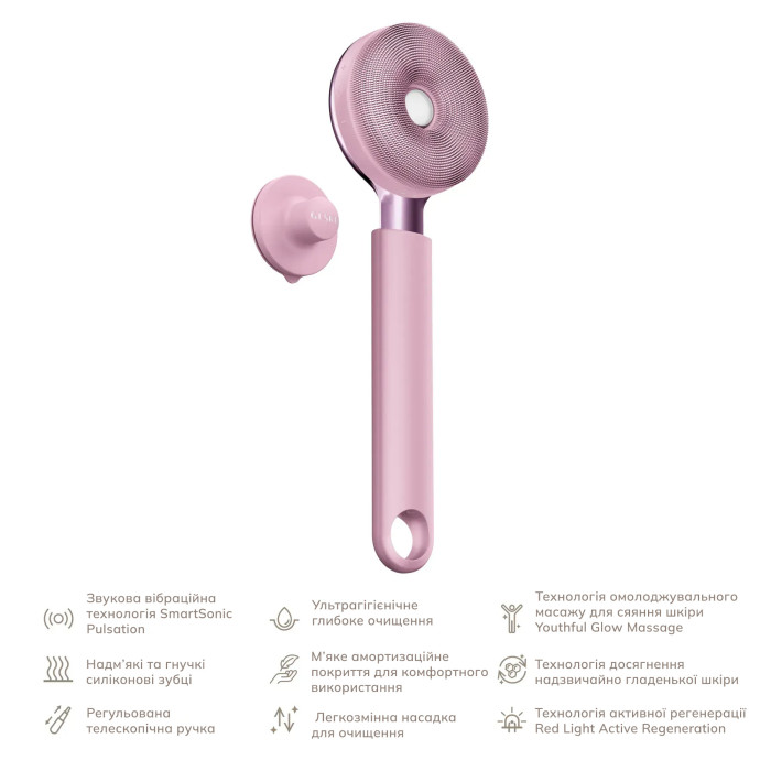 Звукова світлодіодна щітка для всього тіла GESKE Sonic LED Full-Body Brush&Intensive Exfoliator 9в1 pink