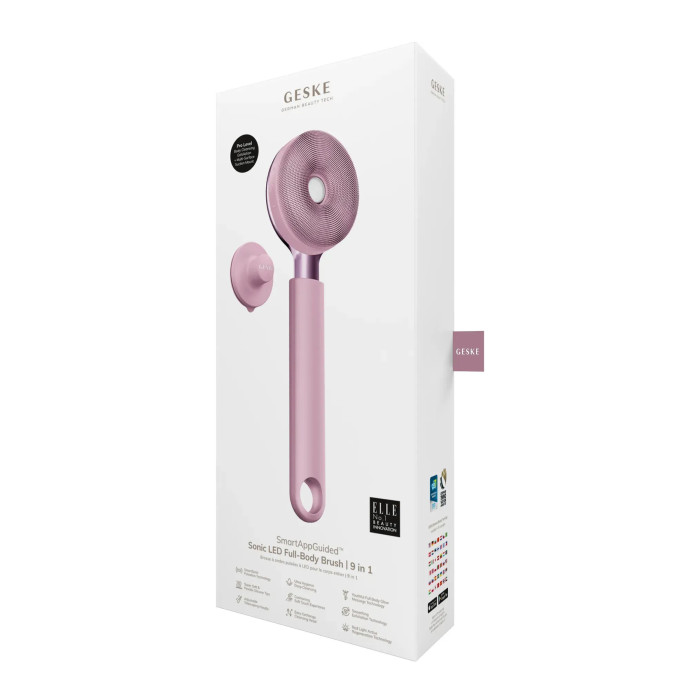 Звукова світлодіодна щітка для всього тіла GESKE Sonic LED Full-Body Brush&Intensive Exfoliator 9в1 pink