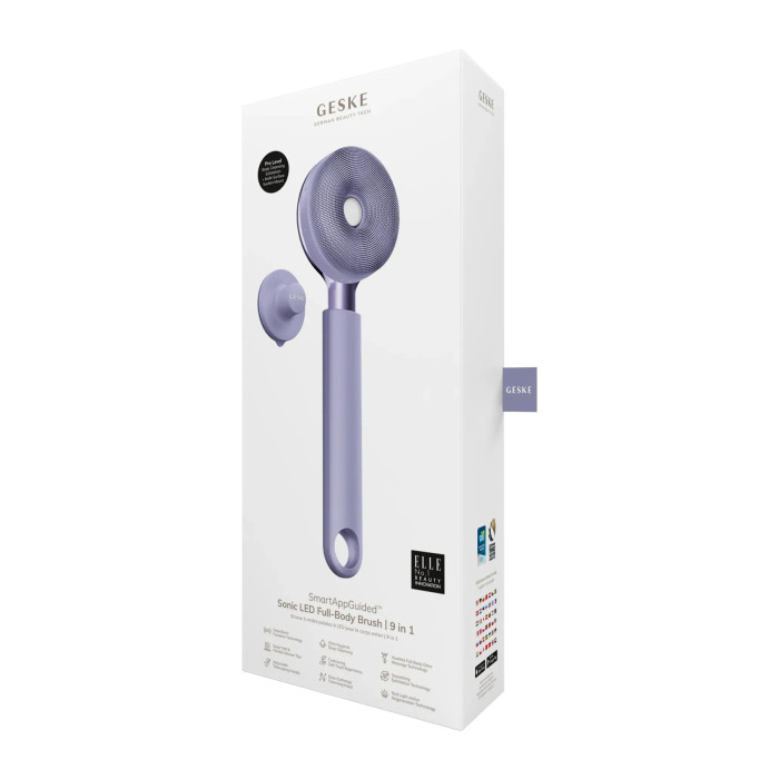 Звукова світлодіодна щітка для всього тіла GESKE Sonic LED Full-Body Brush&Intensive Exfoliator 9в1 purple