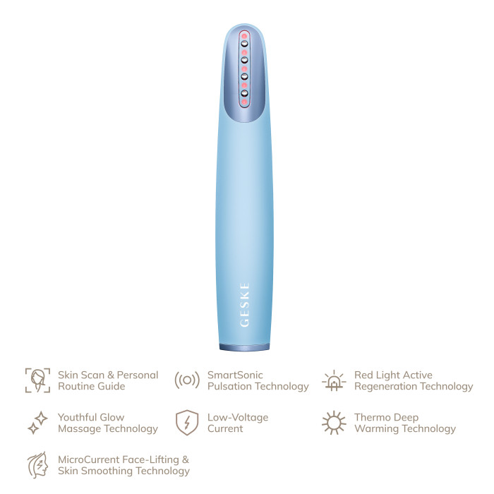 Пристрій для зміцнення і тонізації шкіри обличчя GESKE Skin Firming Wand 7в1 aquamarine