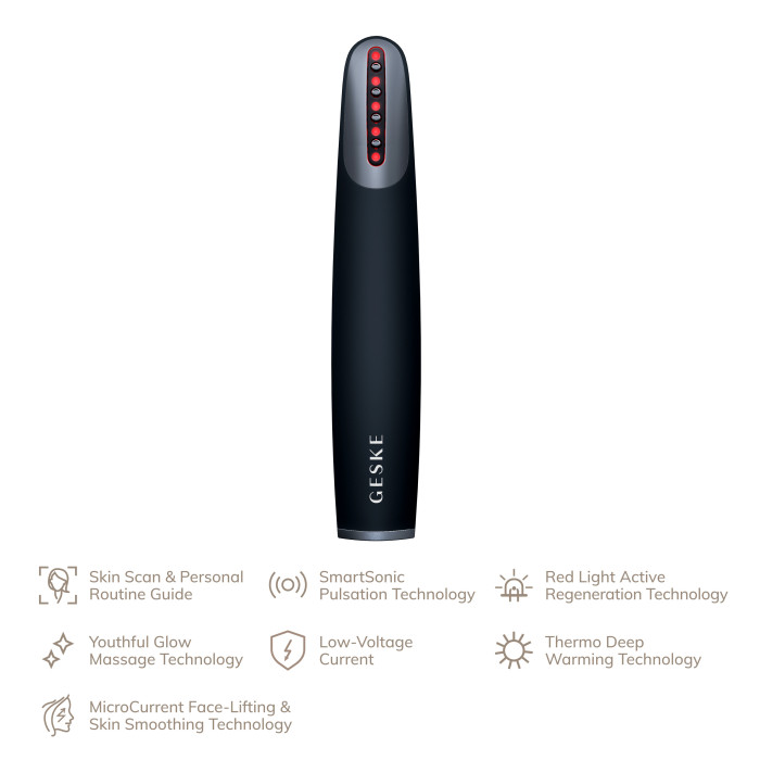 Пристрій для зміцнення і тонізації шкіри обличчя GESKE Skin Firming Wand 7в1 black