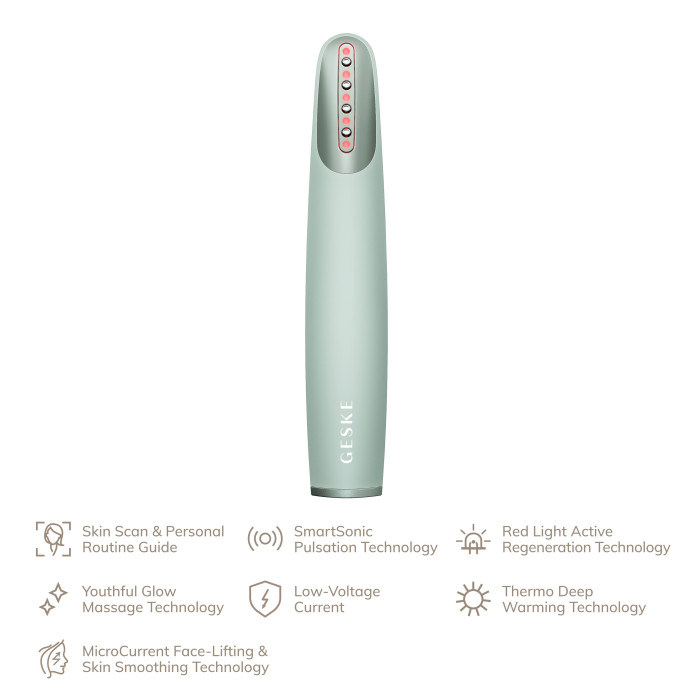 Пристрій для зміцнення і тонізації шкіри обличчя GESKE Skin Firming Wand 7в1 green