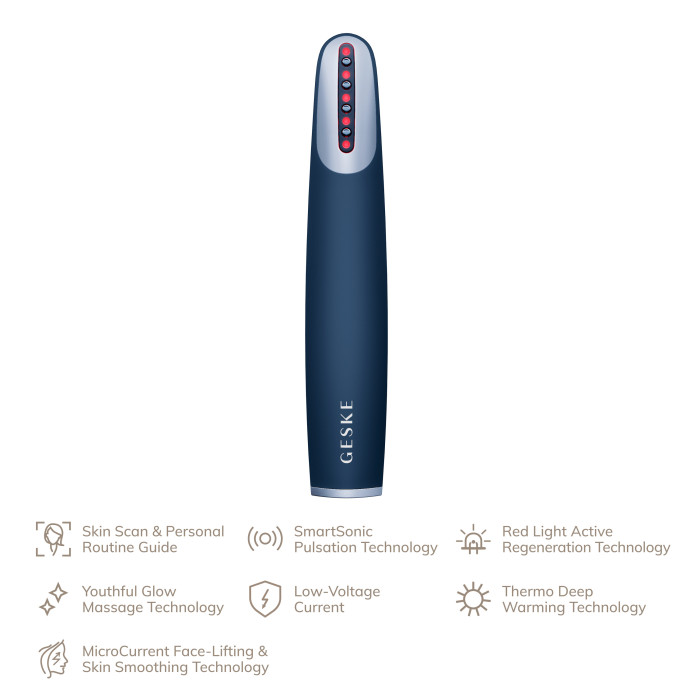 Пристрій для зміцнення і тонізації шкіри обличчя GESKE Skin Firming Wand 7в1 midnight