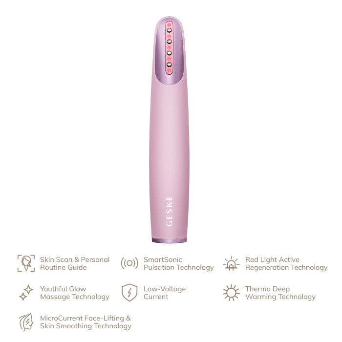 Пристрій для зміцнення і тонізації шкіри обличчя GESKE Skin Firming Wand 7в1 pink