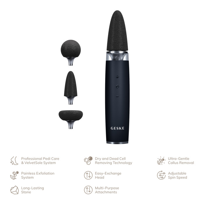 Шліфувальна пилка для стоп з додатковими насадками GESKE Electric Pumice Foot Smoothing Multi-Pen 8в1 black