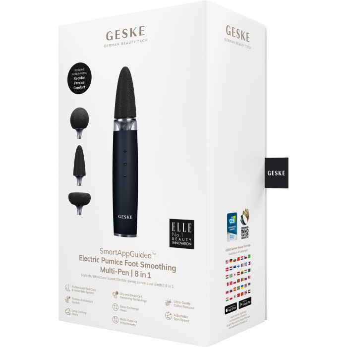Шліфувальна пилка для стоп з додатковими насадками GESKE Electric Pumice Foot Smoothing Multi-Pen 8в1 black