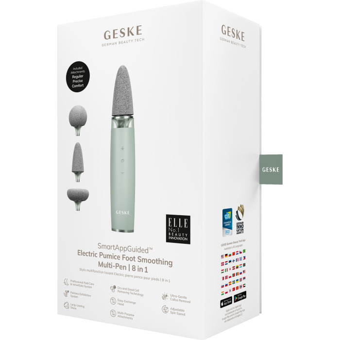 Шліфувальна пилка для стоп з додатковими насадками GESKE Electric Pumice Foot Smoothing Multi-Pen 8в1 green