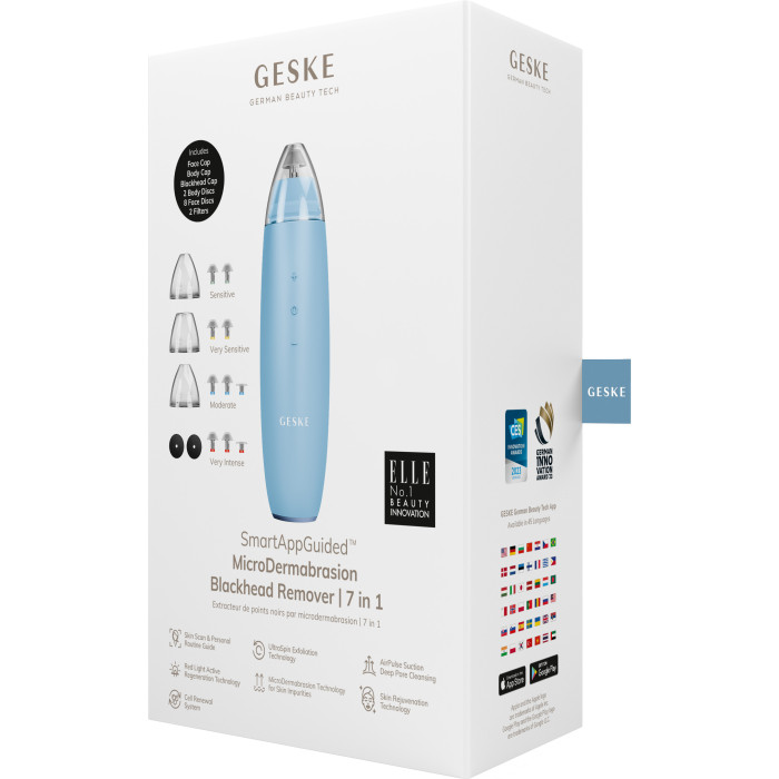 Мікродермабразійний пристрій для видалення чорних цяток GESKE MicroDermabrasion Blackhead Remover 7в1 aquamarine