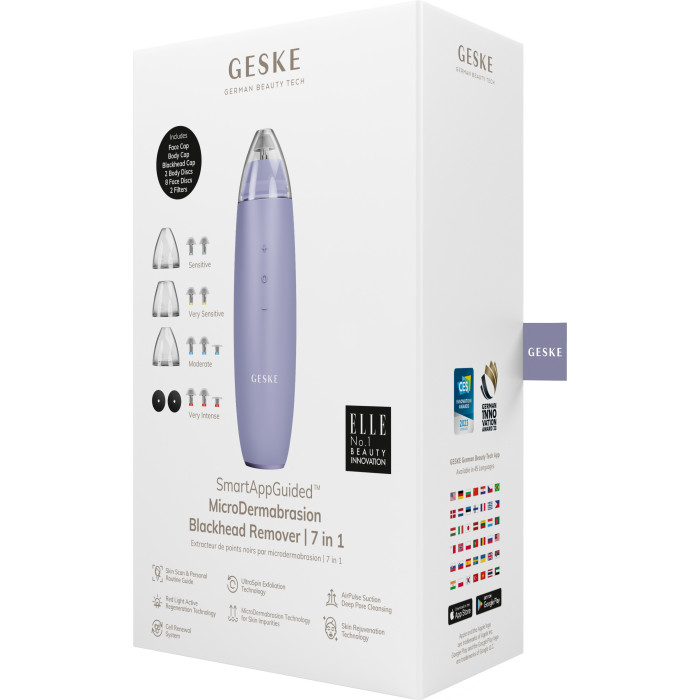 Мікродермабразійний пристрій для видалення чорних цяток GESKE MicroDermabrasion Blackhead Remover 7в1 purple