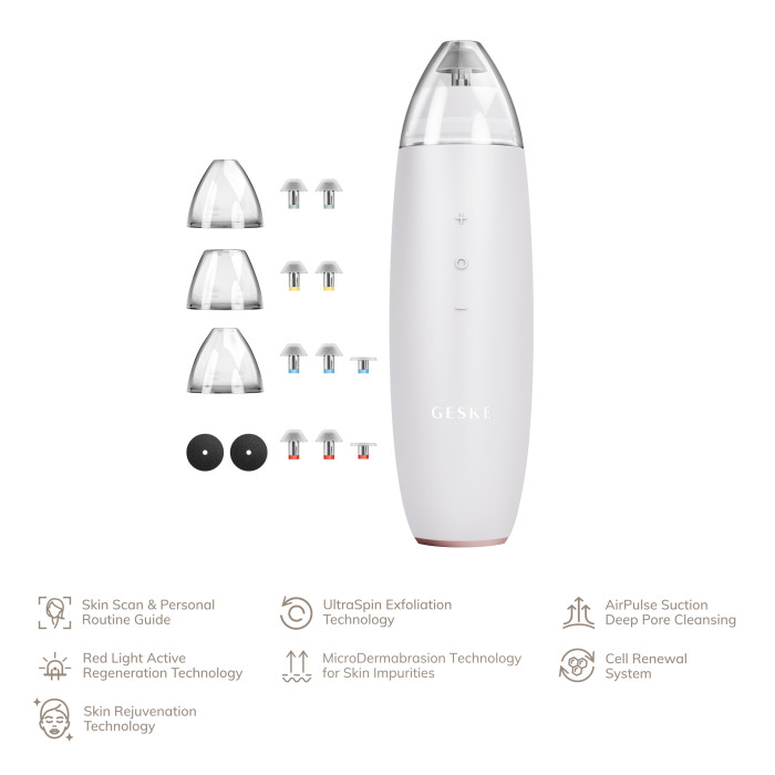 Мікродермабразійний пристрій для видалення чорних цяток GESKE MicroDermabrasion Blackhead Remover 7в1 starlight