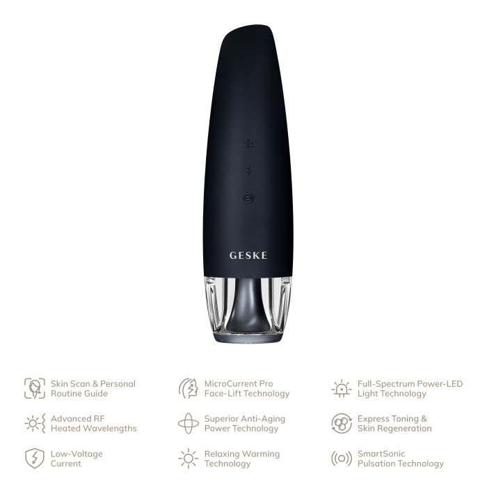 Антивіковий LED-випромінювач для відновлення шкіри обличчя GESKE Anti-Aging Skin Renewer 9в1 black