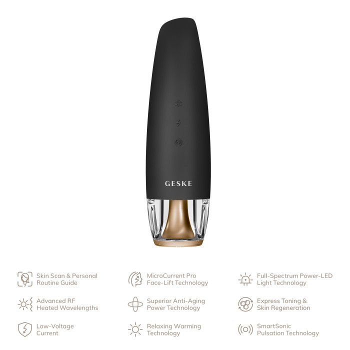 Антивіковий LED-випромінювач для відновлення шкіри обличчя GESKE Anti-Aging Skin Renewer 9в1 gray