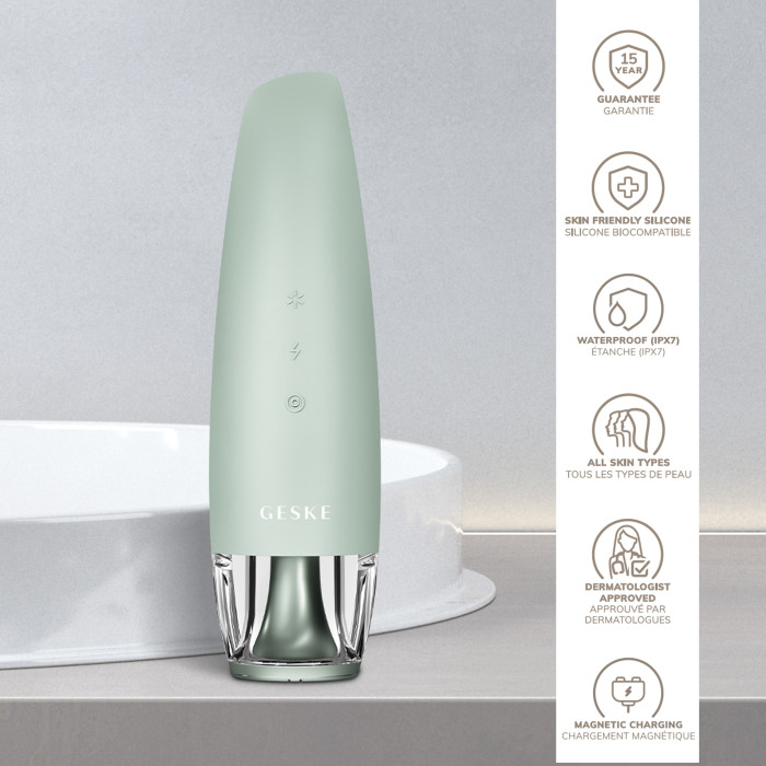 Антивіковий LED-випромінювач для відновлення шкіри обличчя GESKE Anti-Aging Skin Renewer 9в1 green