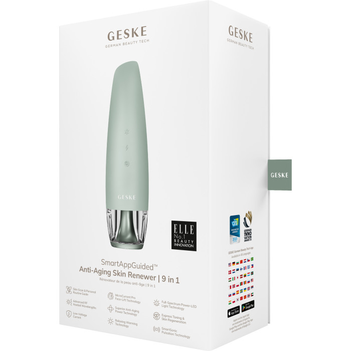 Антивіковий LED-випромінювач для відновлення шкіри обличчя GESKE Anti-Aging Skin Renewer 9в1 green