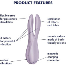 Кліторальний вібратор Satisfyer Threesome 2 Violet, 3 гнучкі пальчики, 3 мотори