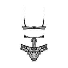 Комплект Obsessive Blomentis 2-pcs set, XL/2XL, мереживний, ліф із зав’язками на спині, трусики-сліпи