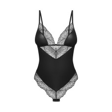 Тедді Obsessive Lobellis teddy, XS/S, чорне, ліф з м’якою чашкою, відкрита спина, низ-стрінги