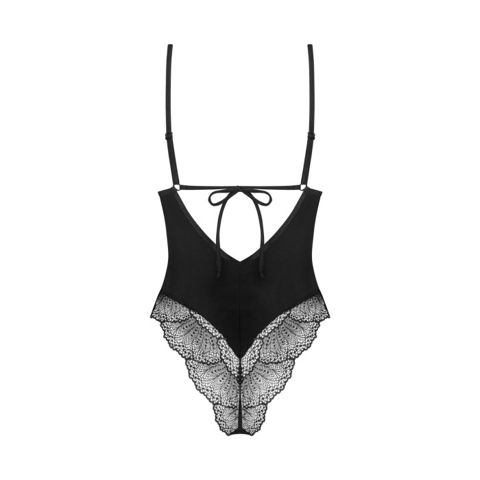 Тедді Obsessive Lobellis teddy, XS/S, чорне, ліф з м’якою чашкою, відкрита спина, низ-стрінги