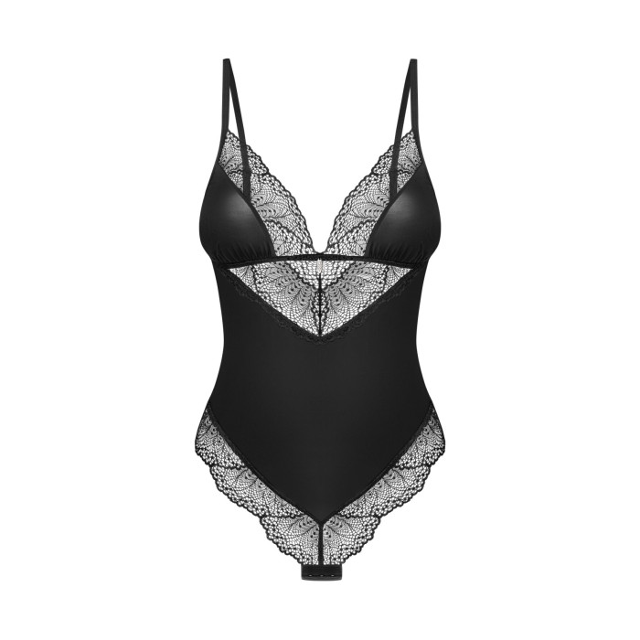 Тедді Obsessive Lobellis teddy, M/L, чорне, ліф з м’якою чашкою, відкрита спина, низ-стрінги