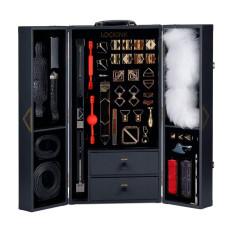 БДСМ-набір LOCKINK All-in-1 BDSM Play Kit, чорний, шкіра з тисненням, предмети для бондажу, шибарі, ваксплею