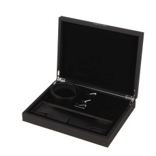 Маска на очі LOCKINK Blindfold Kit, чорна, натуральна шкіра, регульований обсяг