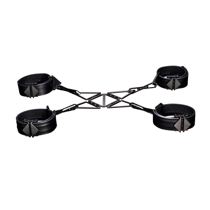 Набір фіксаторів для рук та ніг LOCKINK Hogtie Set, чорний, ремені з натуральної шкіри