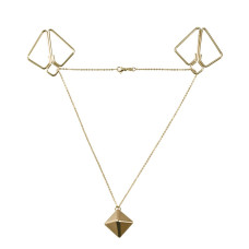 SX0844 Затискачі для сосків з важкою підвіскою LOCKINK Nipple Clamps with Heavy Pendant, золотисті