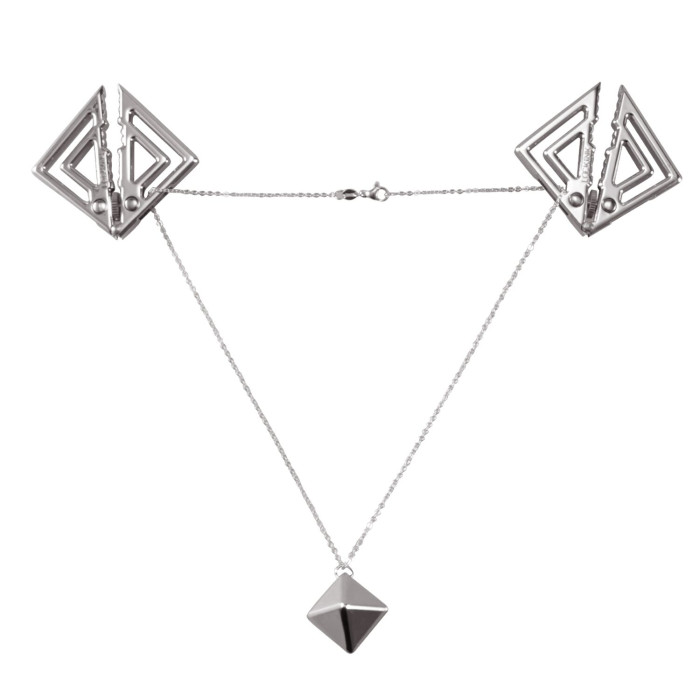 Затискачі для сосків з важкою підвіскою LOCKINK Adjustable Nipple Clamps with Heavy Pendant, під срібло