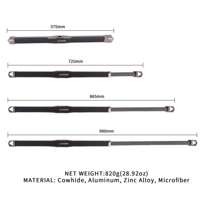 Фіксатор-розпірка LOCKINK Adjustable Spreader Bar Set, чорний, шкіряний, ремені для шиї, рук/ніг