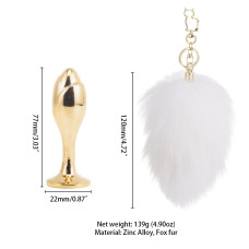 Металева анальна пробка — кролячий хвіст LOCKINK SEVANDA White Bunny-Tail Anal Rose-shape Plug