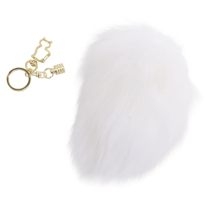 Металева анальна пробка — кролячий хвіст LOCKINK SEVANDA White Bunny-Tail Anal Pear-shape Plug