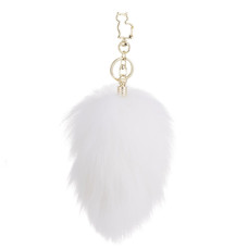Металева анальна пробка — кролячий хвіст LOCKINK SEVANDA White Bunny-Tail Anal Pear-shape Plug