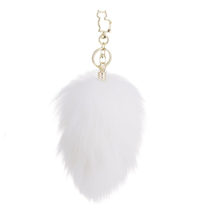 Металева анальна пробка — кролячий хвіст LOCKINK SEVANDA White Bunny-Tail Anal Pear-shape Plug