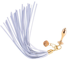 Анальна пробка з флогером LOCKINK SEVANDA White Pony-Tail Anal Rose-shape Plug