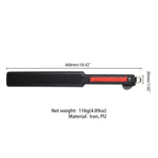 Паддл LOCKINK SEVANDA Braided-handle Spanking Paddle, чорно-червоний, гладенький, з плетінням на ручці