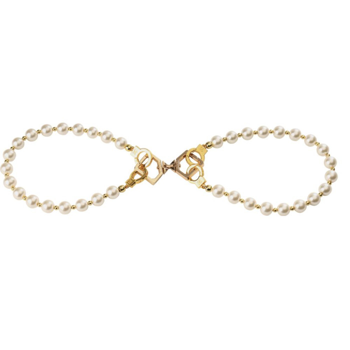 Перлинний набір для фіксації LOCKINK Pearl Bondage & Restraint Set, наручники, поножі, повідець