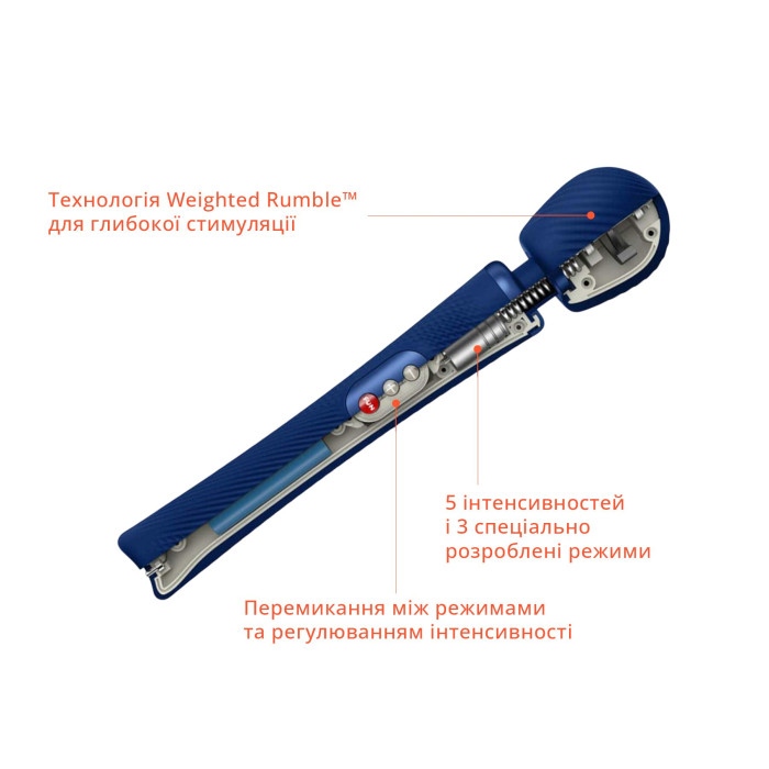 Вібромасажер Fun Factory VIM Vibrating Wand midnight blue, суперпотужний та легкий, до 6 годин роботи