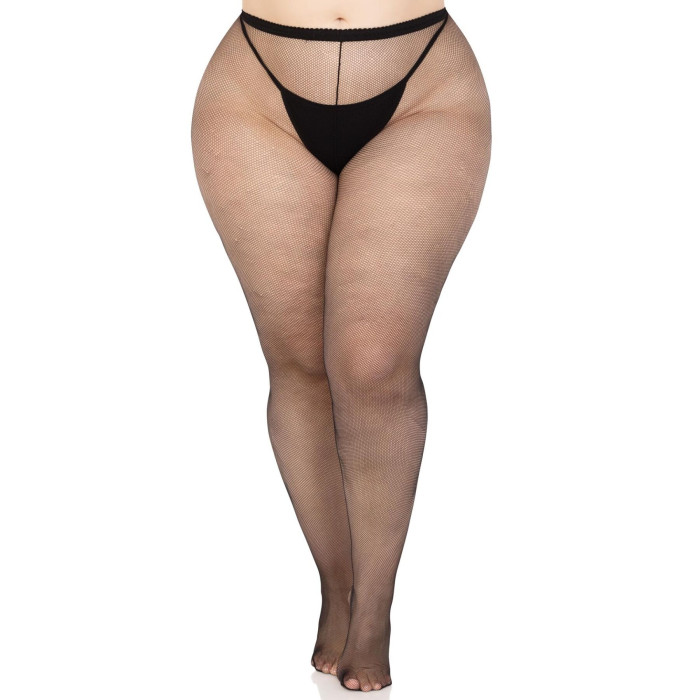 Колготки Leg Avenue Spandex micro net tights, 1X/2X, чорні, у дрібну сітку, середня посадка